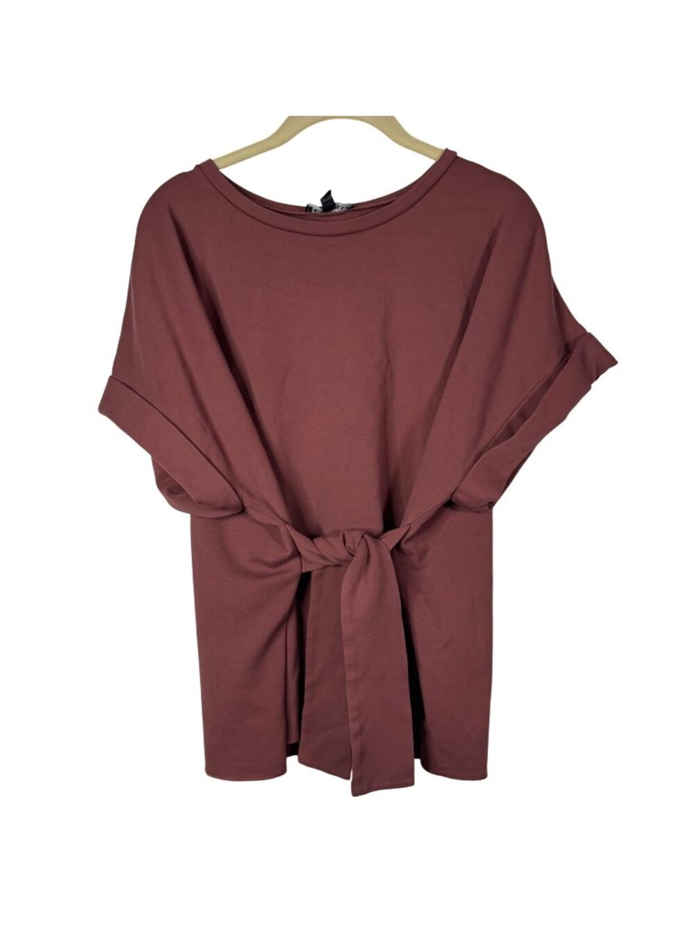 Express Large Loose Fit Tie Front Short Sleeve Top Mauve Boho Muted Palette